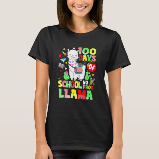 100 Days Of School No Probllama Llama Teachers Stu T-Shirt