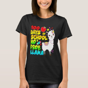100 Days Of School No Probllama Llama Teachers Stu T-Shirt