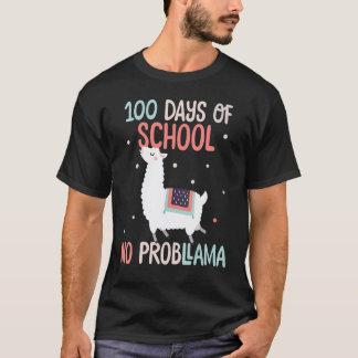 100 Days Of School No Probllama  Matching Teacher  T-Shirt