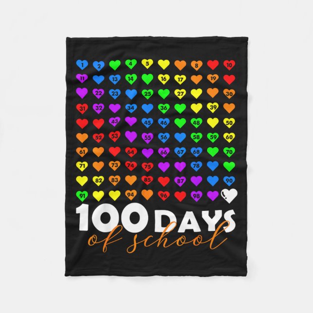 100 Days Of School Numbers Math Teacher Student 10 Fleece Blanket (Front)