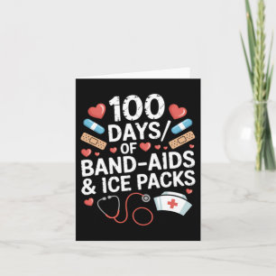 100 Days Of School Nurse 100 Day Band Aids Student Card