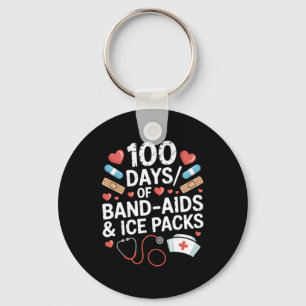 100 Days Of School Nurse 100 Day Band Aids Student Keychain