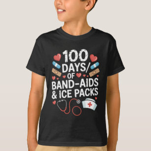 100 Days Of School Nurse 100 Day Band Aids Student T-Shirt