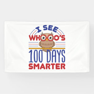 100 Days of School Owl Smarter Teacher Banner