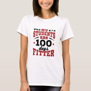 100 Days of School PE Teacher 100 Days Fitter T-Shirt
