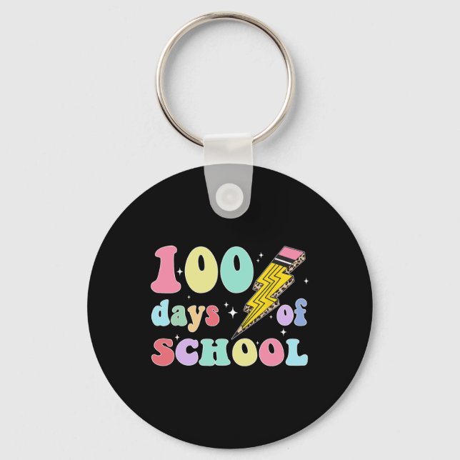 100 Days Of School Pencil Funny Teachers Students  Keychain (Front)