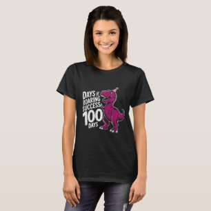 100 Days of School Pink Dinosaur T-Rex Sketch Desi T-Shirt