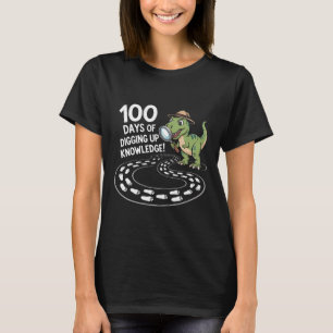 100 Days of School Playful Cartoon T-Rex Paleontol T-Shirt