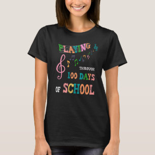 100 Days Of School Playing Music Teacher Cool Stud T-Shirt