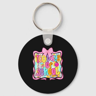 100 Days Of School Preppy 100th Day Of School Teac Keychain