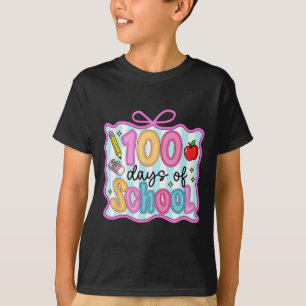 100 Days Of School Preppy Coquette Bow 100th Day T T-Shirt