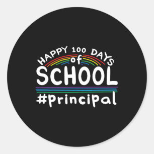 100 Days Of School Principal Classic Round Sticker