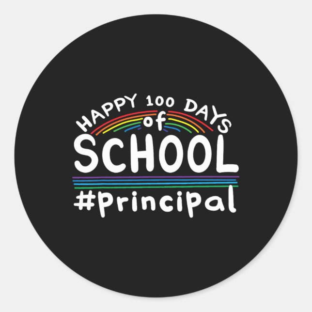 100 Days Of School Principal  Classic Round Sticker (Front)