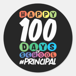 100 Days Of School Principal Classic Round Sticker