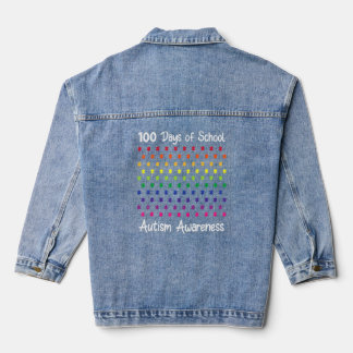 100 Days Of School Puzzle Autism Awareness 100th D Denim Jacket