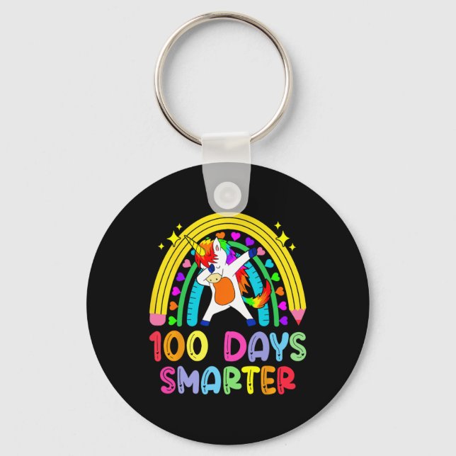 100 Days Of School Rainbow 100th Day Of School Boy Keychain (Front)