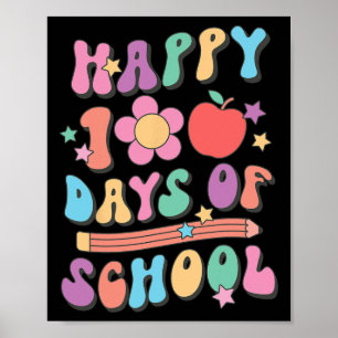 100 Days Of School Retro Groovy 100th Day Of Schoo Poster