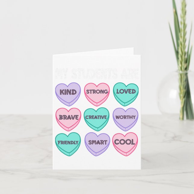 100 Days Of School Retro Hearts Teacher Valentines Card (Front)