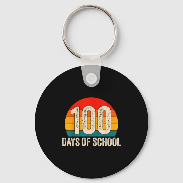 100 Days Of School Retro Teachers Boys 100th Day O Keychain (Front)
