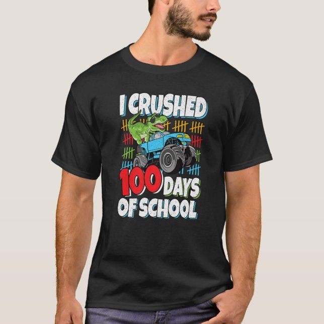 100 Days Of School Rex Monster Truck 100th Day Of  T-Shirt (Front)