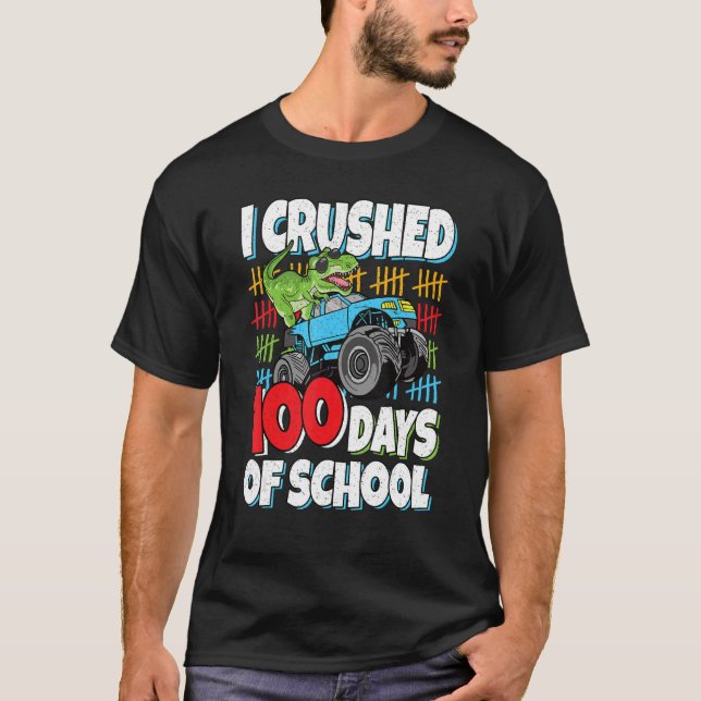 100 Days Of School Rex Monster Truck 100th Day Of  T-Shirt (Front)