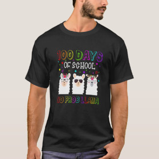 100 Days of School Shirt No Probllama Llama 100th