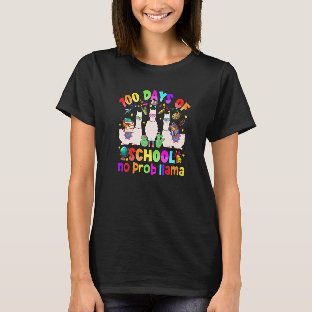 100 Days of School Shirt No Probllama Llama for Te (Front)