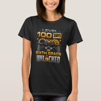 100 Days Of School Sixth Grade Level Unlocked Vide T-Shirt