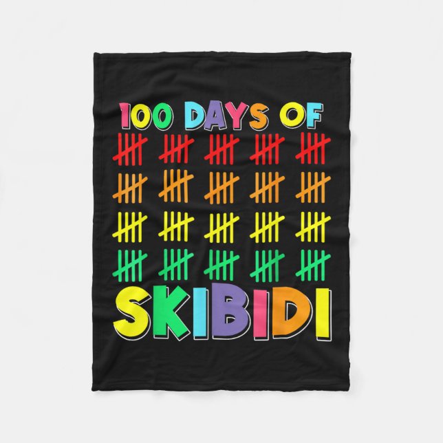 100 Days Of School Skibidi Happy 100th Day Of Fleece Blanket (Front)