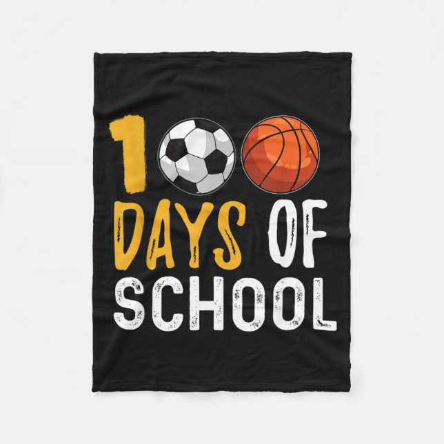 100 Days Of School Soccer Basball Fleece Blanket (Front)