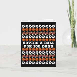 100 Days Of School Soccer Basketball Football Boys Card