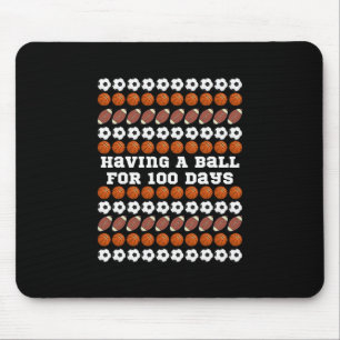 100 Days Of School Soccer Sketll Footll Boys Sport Mouse Pad
