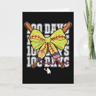 100 Days Of School Softll Coquette Pencil Bow Girl Card