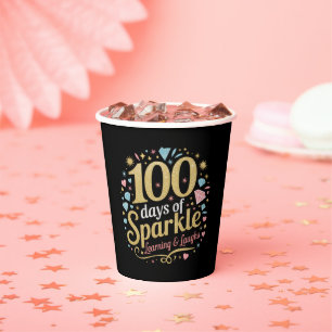 100 Days of School Sparkle Learning and Laughs Paper Cups