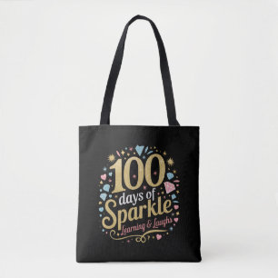 100 Days of School Sparkle Learning and Laughs Tote Bag