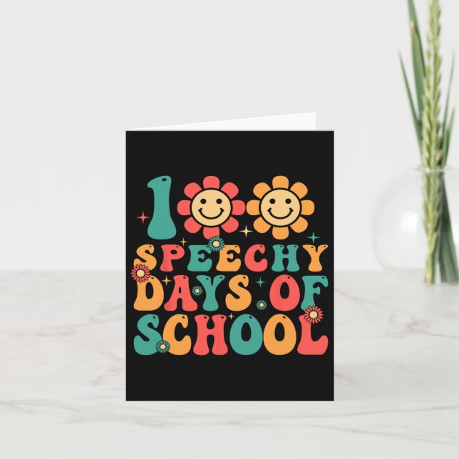100 Days Of School Speech Therapy Groovy Slp Teach Card (Front)