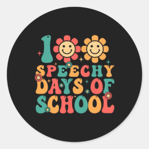 100 Days Of School Speech Therapy Groovy Slp Teach Classic Round Sticker