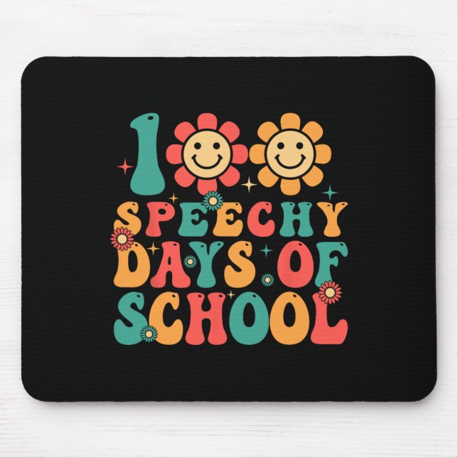 100 Days Of School Speech Therapy Groovy Slp Teach Mouse Pad (Front)