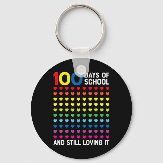 100 Days of School Still Loving It Hearts 100th Da Keychain (Front)