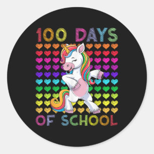 100 Days Of School Still Loving It Hearts Unicorn Classic Round Sticker