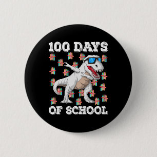 100 Days Of School T-rex Dabbing Kids Boys 100th D 2 Inch Round Button