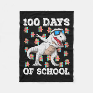 100 Days Of School T-rex Dabbing Kids Boys 100th D Fleece Blanket