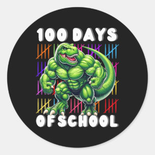 100 Days Of School T-rex Lover Boys 100 Days Of Sc Classic Round Sticker