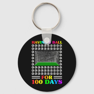 100 Days Of School Teacher 100th Day Soccer For Bo Keychain