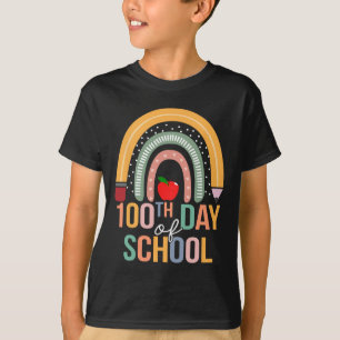 100 Days Of School Teacher And Student Boho Rainbo T-Shirt
