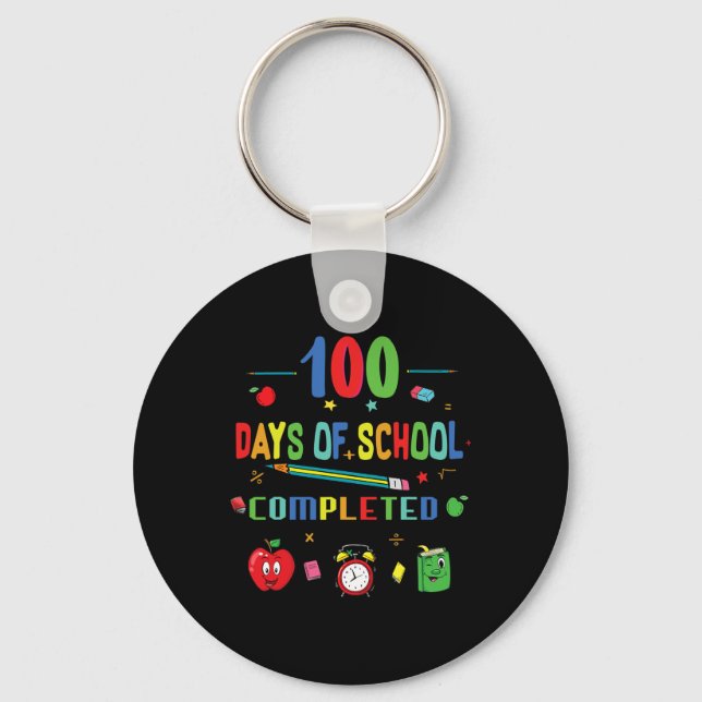 100 Days Of School Teacher And Student  Keychain (Front)