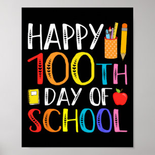 100 Days Of School Teacher And Student Poster