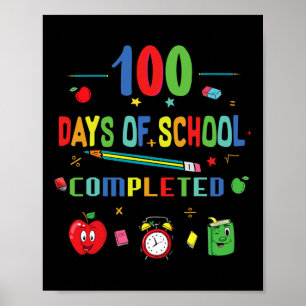 100 Days Of School Teacher And Student Poster