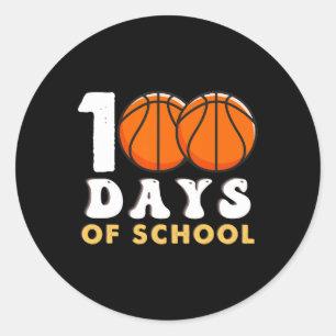 100 Days Of School Teacher Basketball Fun  Classic Round Sticker