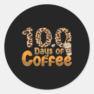 100 Days Of School Teacher Coffee Outfit 100 Days Classic Round Sticker